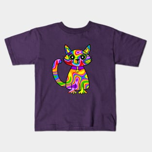 Cute Rainbow Cat Pride Colors Kids T-Shirt